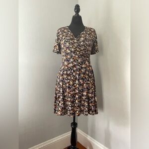 41 Hawthorn Black, Purple and Yellow Floral Dress - Size Large - EUC